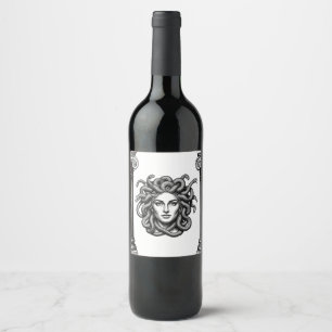 Medusa Gorgon Snake Hair Mythology Art Gift Wine Label