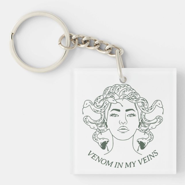 Medusa Greek Goddess Snake Venom Snarky Key Ring (Front)