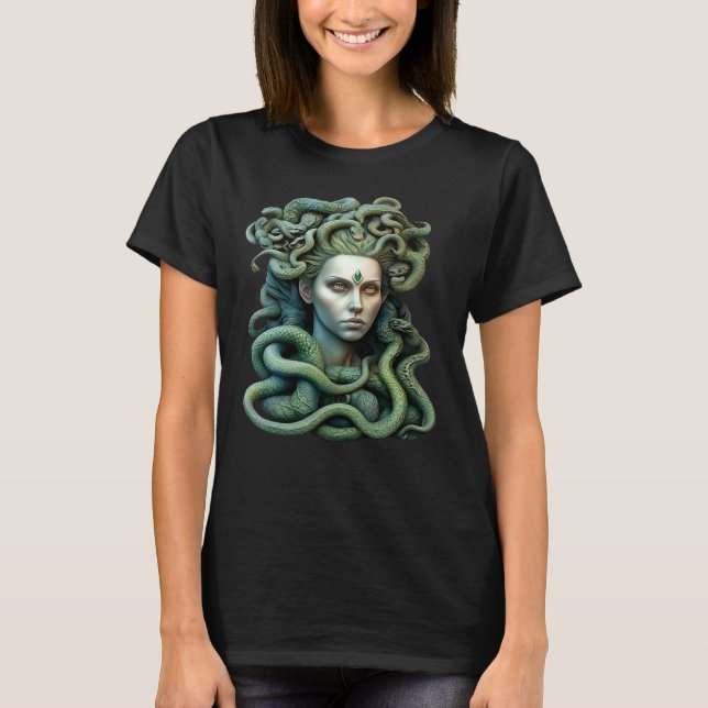 Medusa Greek Mythology Goddess with Snake Hair T-Shirt (Front)