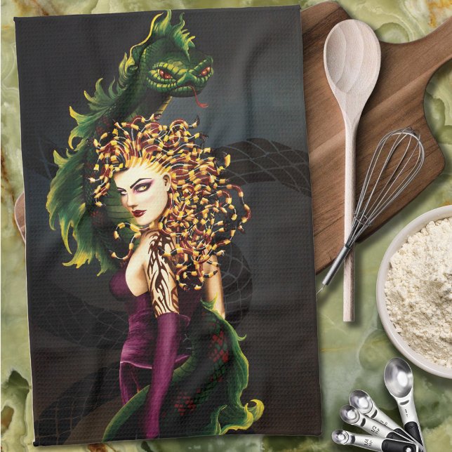 Medusa Greek Mythology Snake Gorgon Tea Towel (Creator Uploaded)