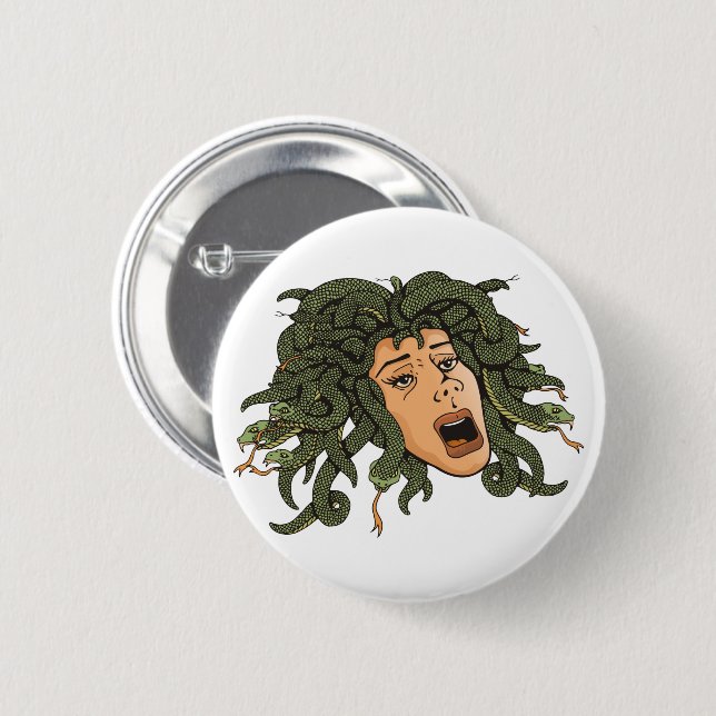 Medusa Head 6 Cm Round Badge (Front & Back)
