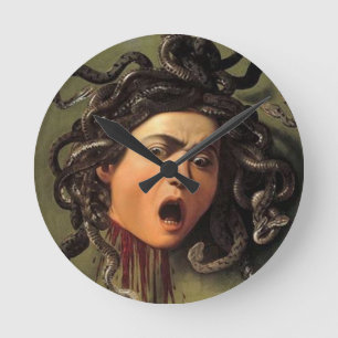 Medusa Head By Caravaggio Round Clock