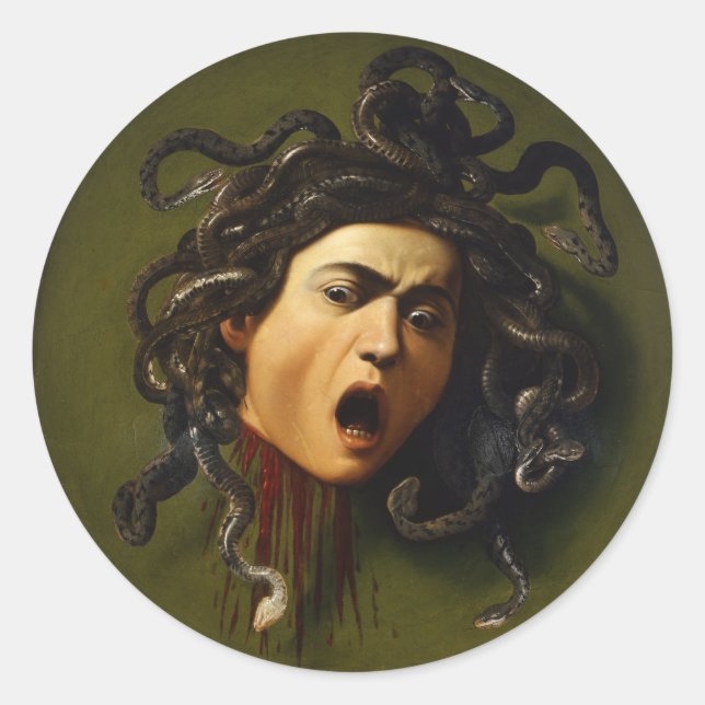 Medusa head Caravaggio painting art mythology canv Classic Round Sticker (Front)