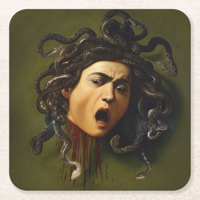 Medusa head Caravaggio painting art mythology canv Square Paper Coaster (Front)