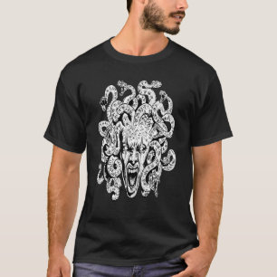 Medusa Head Snake Hair Ancient Greek Mythology Mon T-Shirt