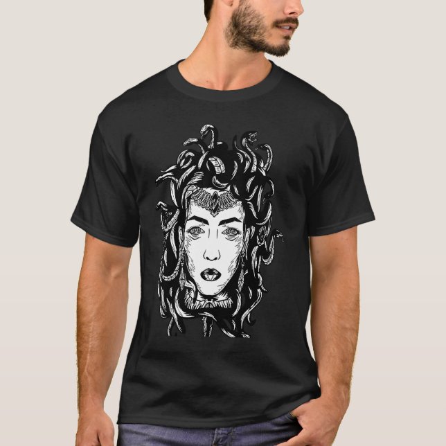 Medusa Head Snake Hair Greek Mythology Ancient Gre T-Shirt (Front)