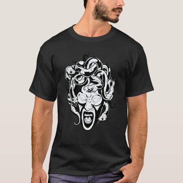 Medusa Head Snake Hair Mythology Ancient Greek T-Shirt (Front)