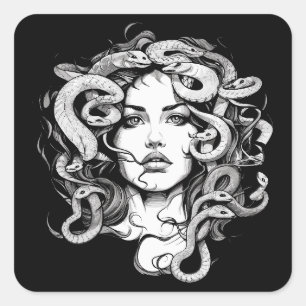 Medusa head square sticker