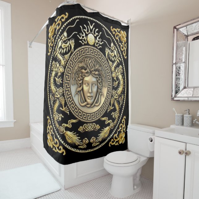 Medusa Oriental Aubusson Designer Area  Shower Curtain (In Situ)