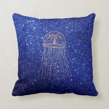 Medusa Sea Life Ocean Blue Rose Pink Gold Peach