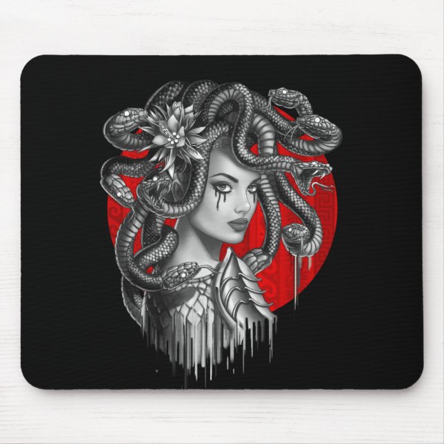 MEDUSA - Snake Head Girl from Greek Myth Tattoo Mouse Mat (Front)