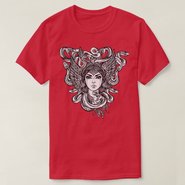 Medusa Snake Woman with Snakes for Hair  T-Shirt (Design Front)