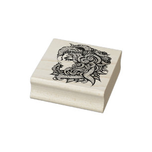 Medusa snakes awesome gorgons feminist             rubber stamp