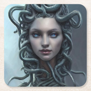 medusa square paper coaster