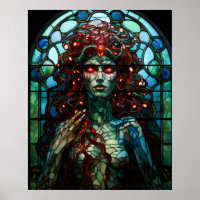 Medusa - Stained Glass Window Tiffany Style