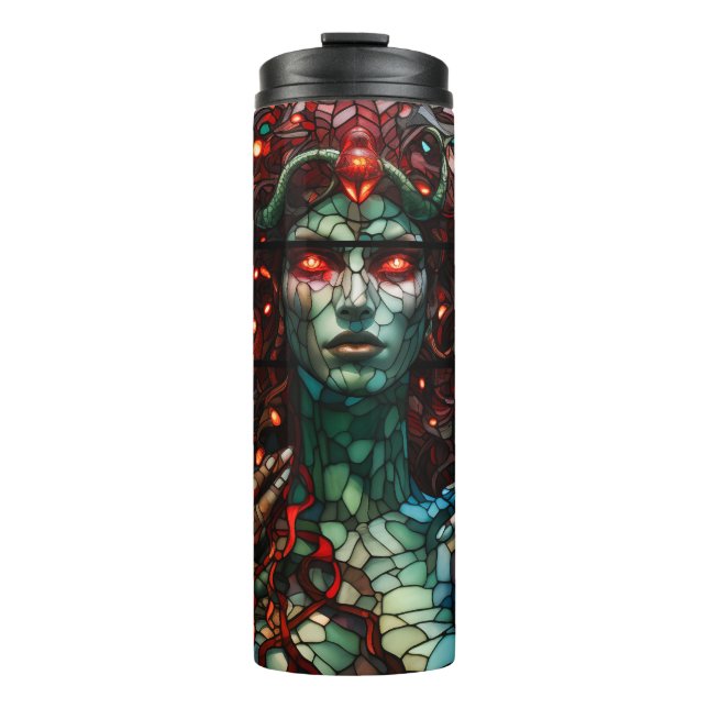 Medusa - Stained Glass Window Tiffany Style Thermal Tumbler (Front)