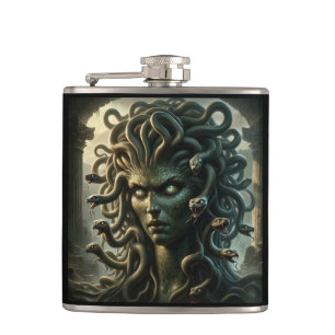 Medusa Stare of Death Head of Snakes Hip Flask