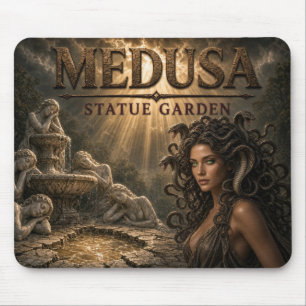 Medusa Statue Garden Dark Realism Mouse Mat