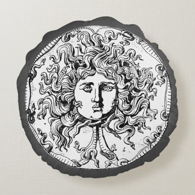 Medusa & Zeus Round Cushion (Back)