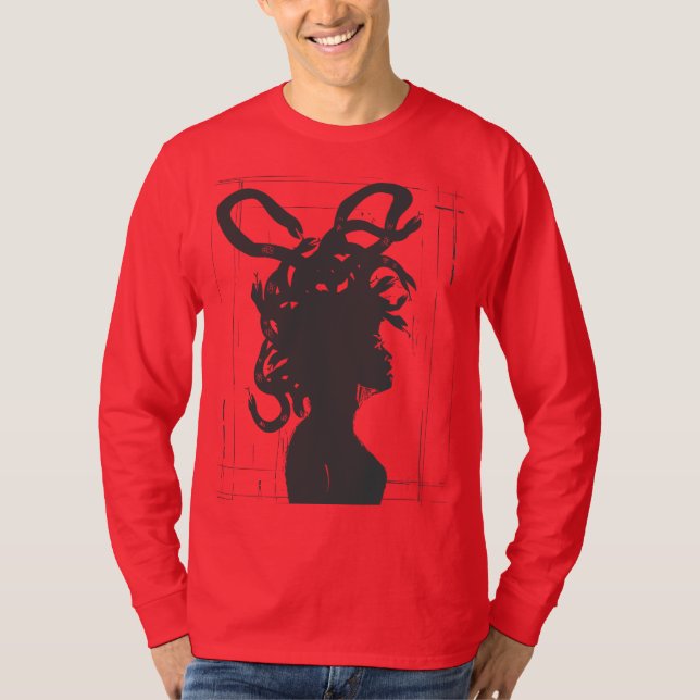 Medusa's Ink: Hand-Drawn Mythical Design T-Shirt (Front)