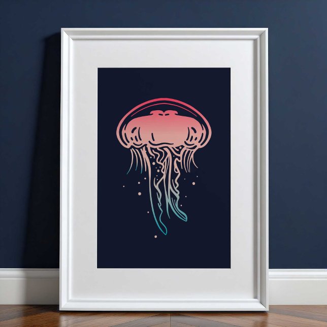 Meduse Sea Creature Print | Meduse Wall Print (Jellyfish Coastal Wall Art Poster Print | Sea Creatures)