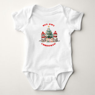 Mee-Owy Christmas Tree with Twin Kitties Baby Bodysuit