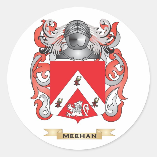 Meehan Coat of Arms (Family Crest) Classic Round Sticker (Front)