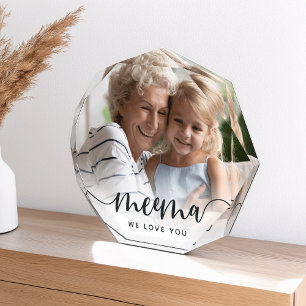 Meema We Love You   Grandma Script Overlay Photo Block