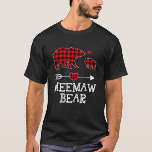 Meemaw Bear Buffalo Plaid Red Buffalo Plaid Family T-Shirt