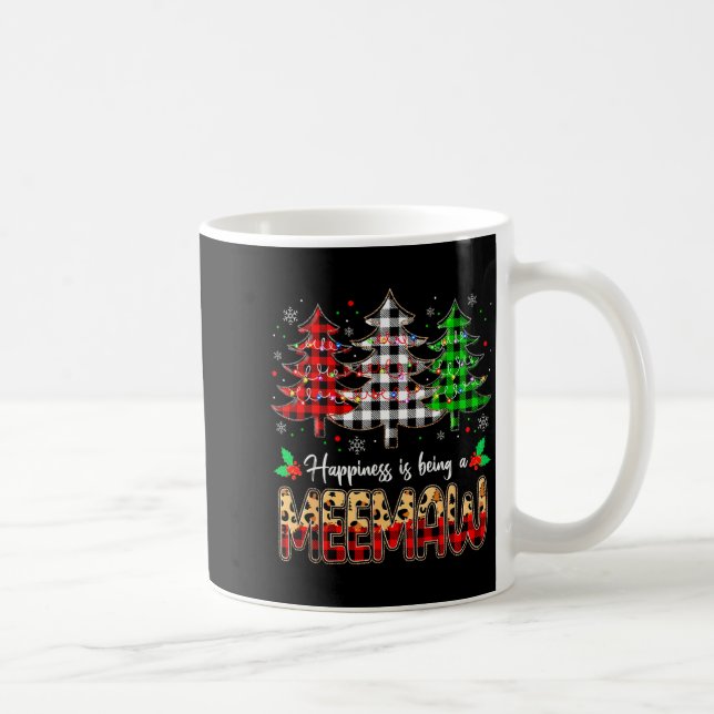 Meemaw Christmas Tree Xmas Buffalo Plaid Red White Coffee Mug (Right)