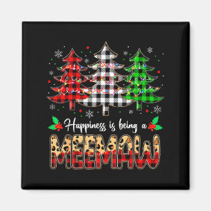 Meemaw Christmas Tree Xmas Buffalo Plaid Red White Magnet