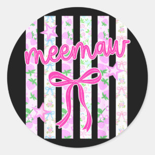 Meemaw floral coquette bow mother's day cute women classic round sticker