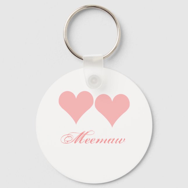 Meemaw key chain with pink hearts (Front)