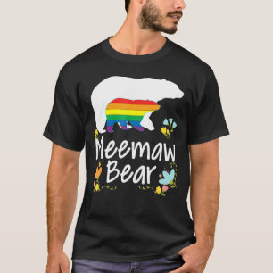 Meemaw Lgbt Bear Gay Lesbian Pride Rainbow Floral  T-Shirt