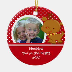 MeeMaw Photo Reindeer Christmas Ornament
