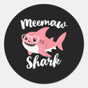 Meemaw Shark Mother's Day Grandma Funny Mee-maw  Classic Round Sticker