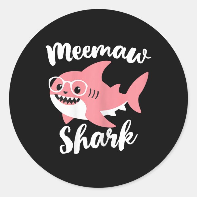 Meemaw Shark Mother's Day Grandma Funny Mee-maw  Classic Round Sticker (Front)