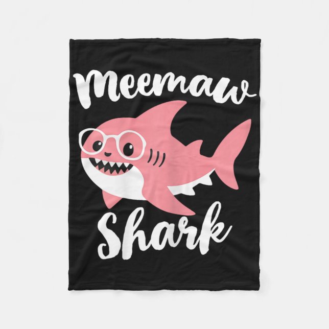 Meemaw Shark Mother's Day Grandma Funny Mee-maw  Fleece Blanket (Front)