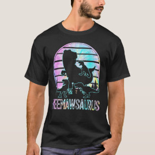 Meemawsaurus  Dinosaur Meemaw Of 3 Kids Tie Dye Su T-Shirt