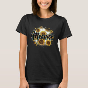 Meemee Cow Print Sunflower Mother's Day Cute Flora T-Shirt