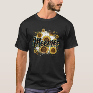Meemee Cow Print Sunflower Mother's Day Cute Flora T-Shirt