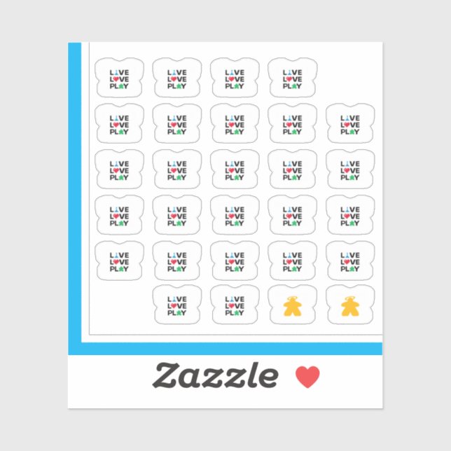 Meeple Tee Stickers - Live, Love, Play (Sheet)