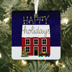 Meeples Home for the Holidays Metal Ornament