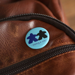 Meeples in Love, Blue & Black Button