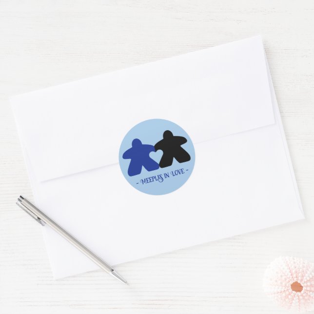 Meeples in Love, Blue & Black Stickers (Envelope)