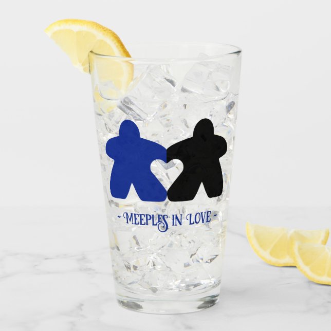 Meeples in Love, Blue & Black Tumbler (Front Ice)