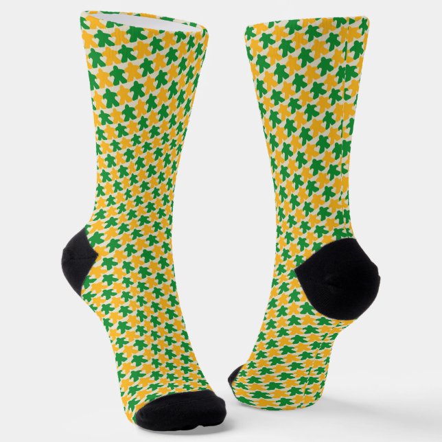 Meeples in Love, Green & Yellow Socks (Angled)