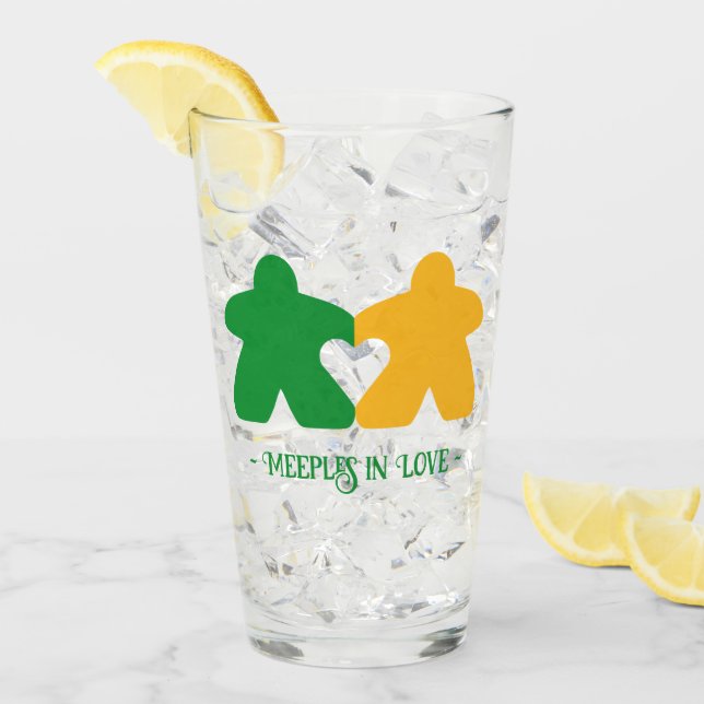 Meeples in Love, Green & Yellow Tumbler (Front Ice)