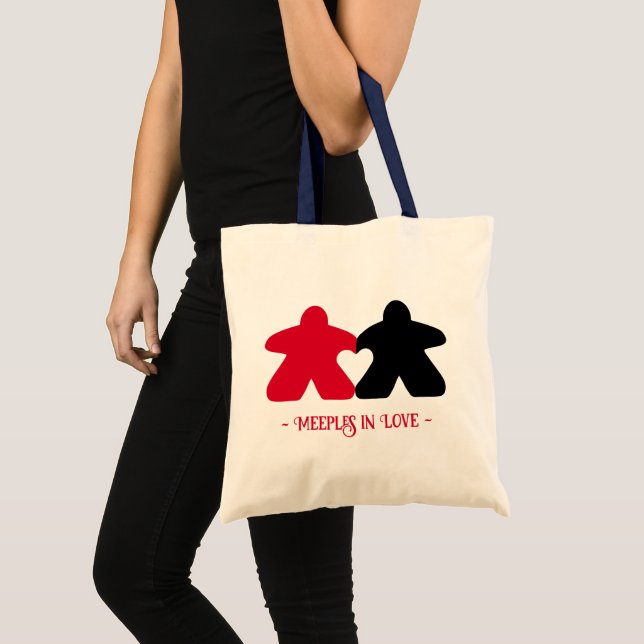 Meeples  in Love, Red & Black Basic Tote Bag (Front (Product))