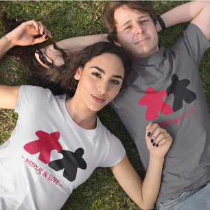 Meeples in Love, Red & Black Mens Shirt